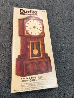 Bucilla Red Brown Mantle Clock Needlepoint Kit (does not have clock movement)